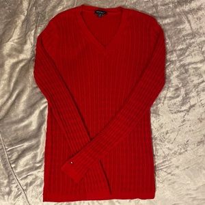 Red V-Neck Long Sleeve Tommy Hilfiger Sweater